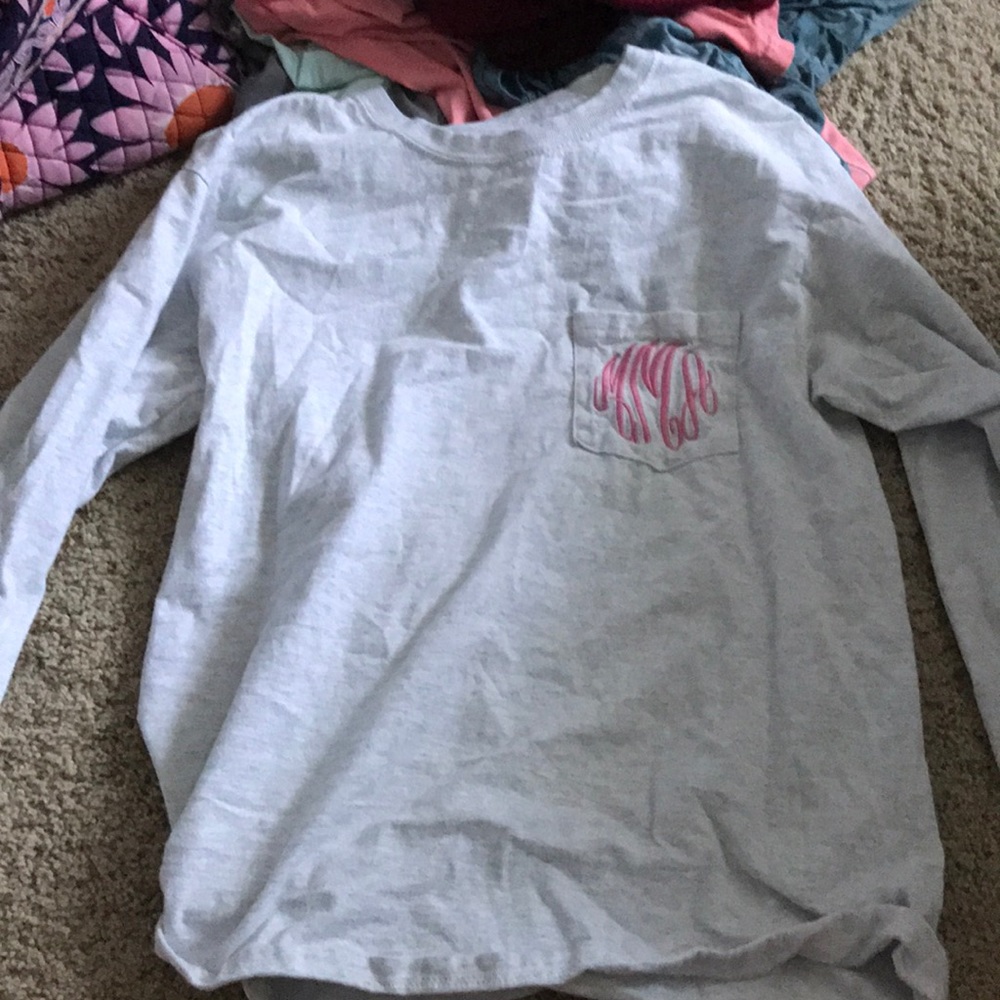 hanes monogramed grey long sleeve